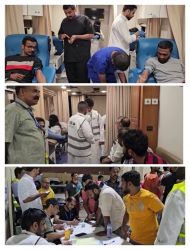 ഹാജിമാർക്ക് കെഎംസിസിയുടെ കാരുണ്യ സ്പർശം; നാനൂറോളം പേർ രക്തദാനം ചെയ്തു