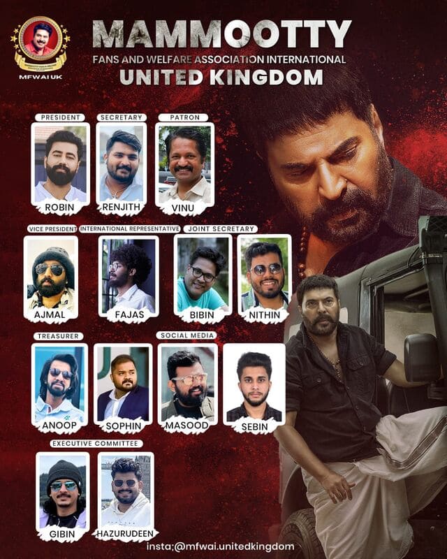 മമ്മൂട്ടി ആരാധകരുടെ UK കൂട്ടായ്മയ്ക്ക് പുതിയ നേതൃത്വം – ലക്ഷ്യം ജീവ കാരുണ്യം.