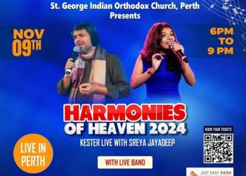 കെസ്റ്ററും ശ്രേയ ജയദീപും നയിക്കുന്ന സംഗീതമേള ‘ഹാർമണീസ്  ഓഫ് ഹെവൻ 2024’ നവംബർ 9ന്