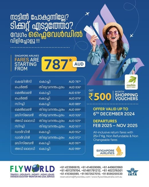 നാട്ടിലേക്കാണോ… ഇനിയെന്തിനു കാത്തിരിക്കണം ; ബജറ്റ് ഫ്രണ്ട്ലി പാക്കേജുമായി ഫ്ലൈ വേൾഡ്