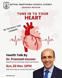 ഹൃദയാരോഗ്യ സംരക്ഷണത്തിന് ബോധവൽക്കരണ ക്ലാസുമായി ബെഥേൽ മാർത്തോമാ ചർച്ച് ഇടവക മിഷൻ