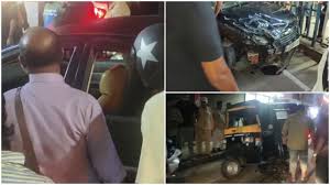അമിത വേഗതയിലെത്തിയ കാർ ഓട്ടോയിലും രണ്ട് ബൈക്കുകളിലും ഇടിച്ചു; പയ്യന്നൂരിൽ 58കാരിക്ക് ദാരുണാന്ത്യം
